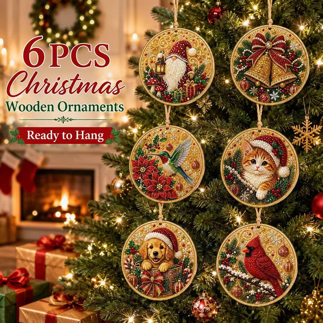 6-Piece Christmas Diamond Painting Ornament Kit – 4 Festive Collections