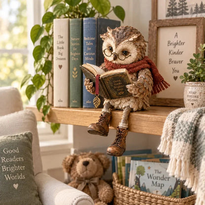 🦉📚 Reading Owl Figurine – Whimsical Book Lover Decor