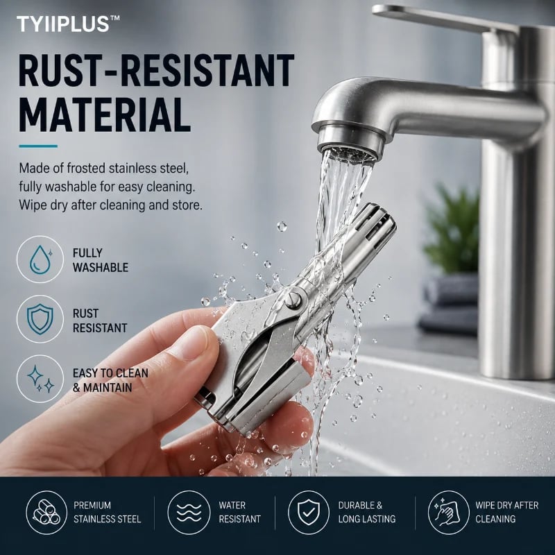 💥 🔥Manual Nose Hair Trimmer – Stainless Steel 360° Trimmer, Waterproof & No Battery Required