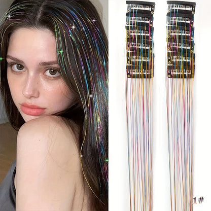 🔥Last Day 50% OFF✨Clip-in Tinsel Hair Extensions (A set of 12 pieces)