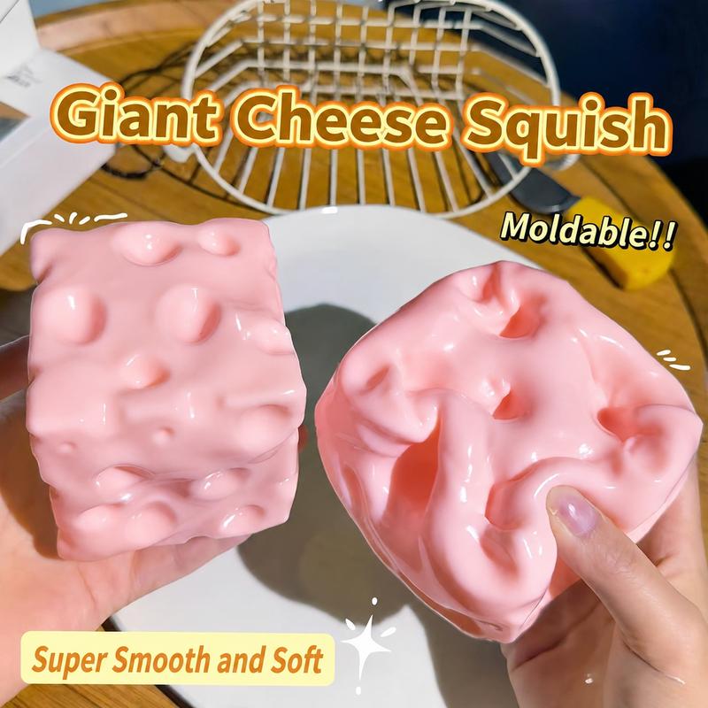 🔥✨Cheese Cube Squishy Toy - Yellow, Pink, Red & Green