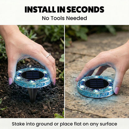🚀Gift for Father's Day✨Solar Outdoor Mosaic Disc Lights (4-Pack)