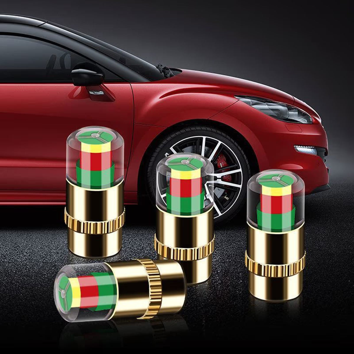 4Pcs Car Tire Pressure Monitor Valve Stem Caps