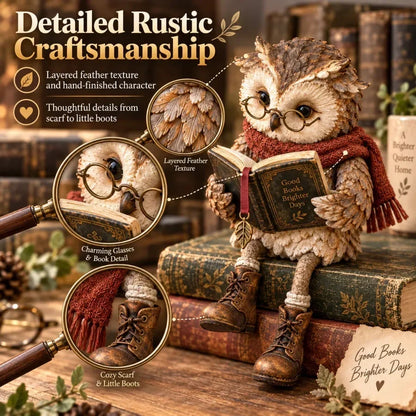 🦉📚 Reading Owl Figurine – Whimsical Book Lover Decor