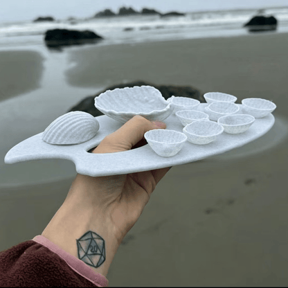 🐚🎨 3D Sea Shell Painting Palette — Aesthetic Artist Palette with Deep Wells for Acrylic, Gouache & Watercolor, Cute Shell-Shaped Mixing Tray for Desk Decor