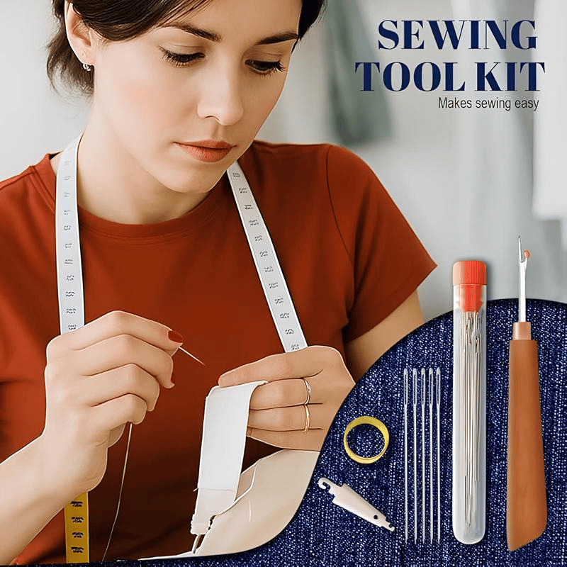 36PCS Big Eye Steel Needles, DIY Sewing & Quilting Kit for Handmade Projects