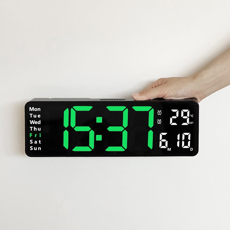 ⚡Prime Day Sale⚡13" Large Digital Clock with Temperature, Date, Auto DST, Night Light, Auto Brightness Dimmer