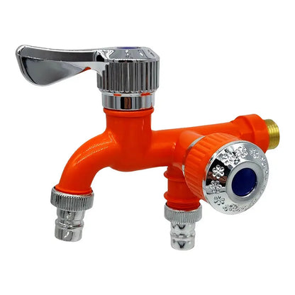 Dual Outlet Washing Machine Plastic Faucet, 1 In 2 Out Water Plastic Tap