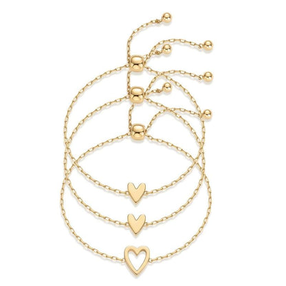 🔥Last Day 50% OFF 💖14K Gold Plated Heart Charm Bracelet Set
