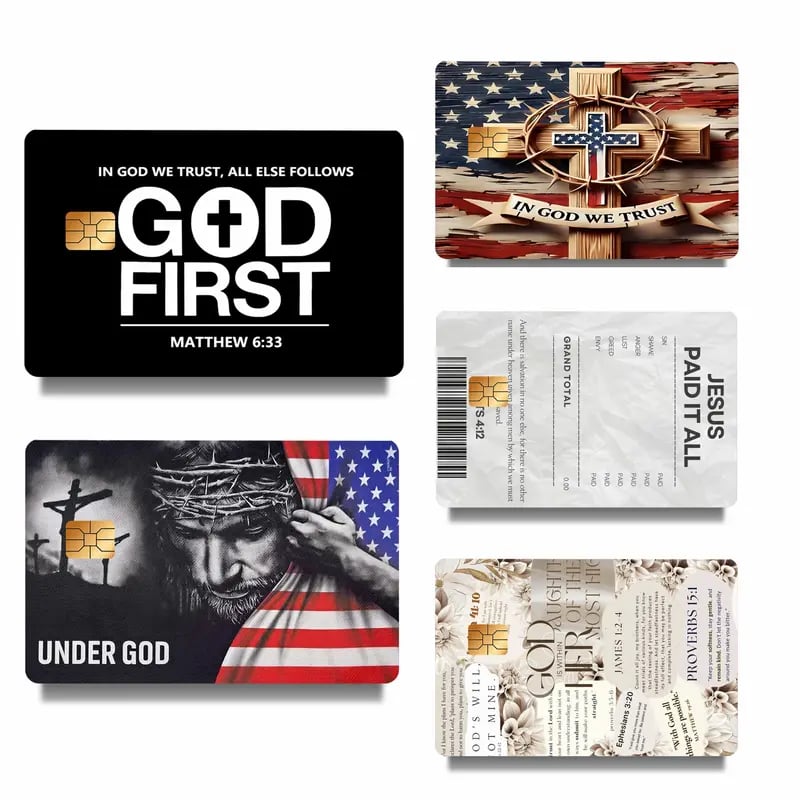 🔥Hot Sale 49% OFF - 💳✝️ Faith & Patriot Card Sticker Set – Inspirational Credit Card Stickers with Cross & Scripture Designs