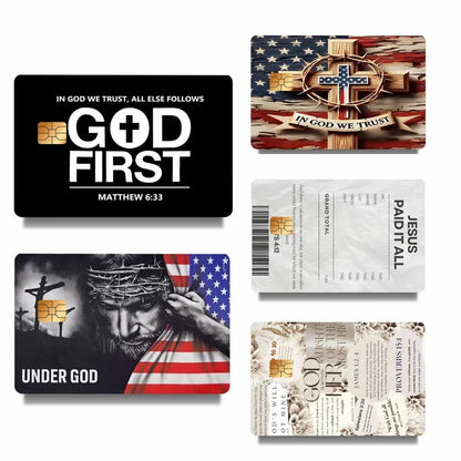 🔥Hot Sale 49% OFF - 💳✝️ Faith & Patriot Card Sticker Set – Inspirational Credit Card Stickers with Cross & Scripture Designs
