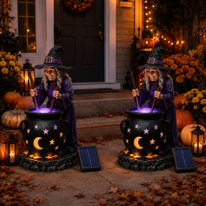 🧙‍♀️Halloween Witch Glowing Cauldron Solar Light