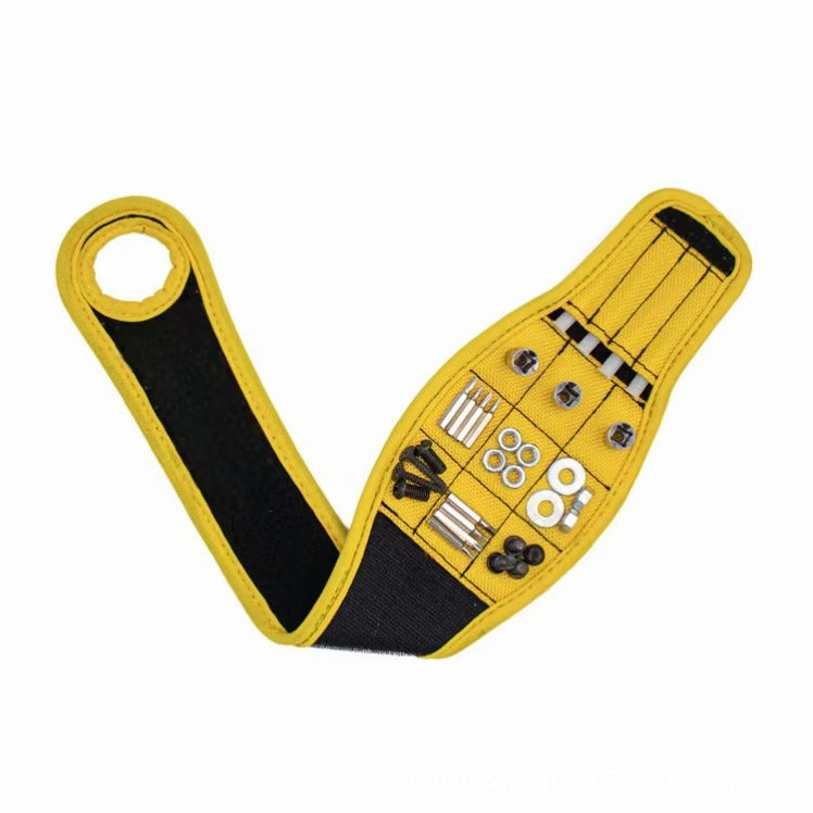 Magnetic Tool Storage Wrist Band with Thumb Wrap Strong Adsorption for Metal Parts