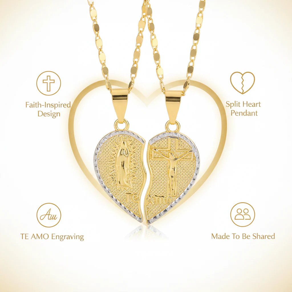 🔥Last Day 49% OFF - 🙏Virgin Mary Layered Heart Combination Prayer Couple Necklace
