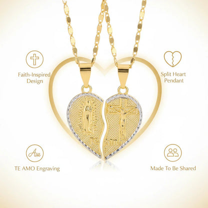 🔥Last Day 49% OFF - 🙏Virgin Mary Layered Heart Combination Prayer Couple Necklace