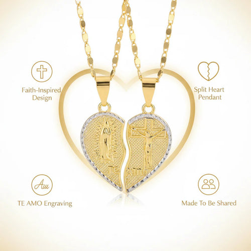 🔥Last Day 49% OFF - 🙏Virgin Mary Layered Heart Combination Prayer Couple Necklace