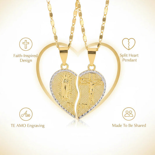 🔥Last Day 49% OFF - 🙏Virgin Mary Layered Heart Combination Prayer Couple Necklace