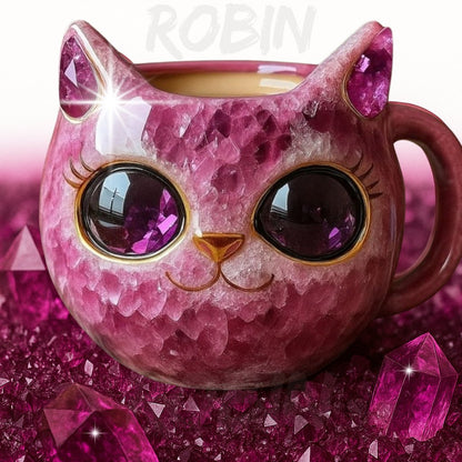 🔥Last Day 50% OFF💎🐱☕NEW Handmade Crystal Cat Face Mugs – Limited Edition