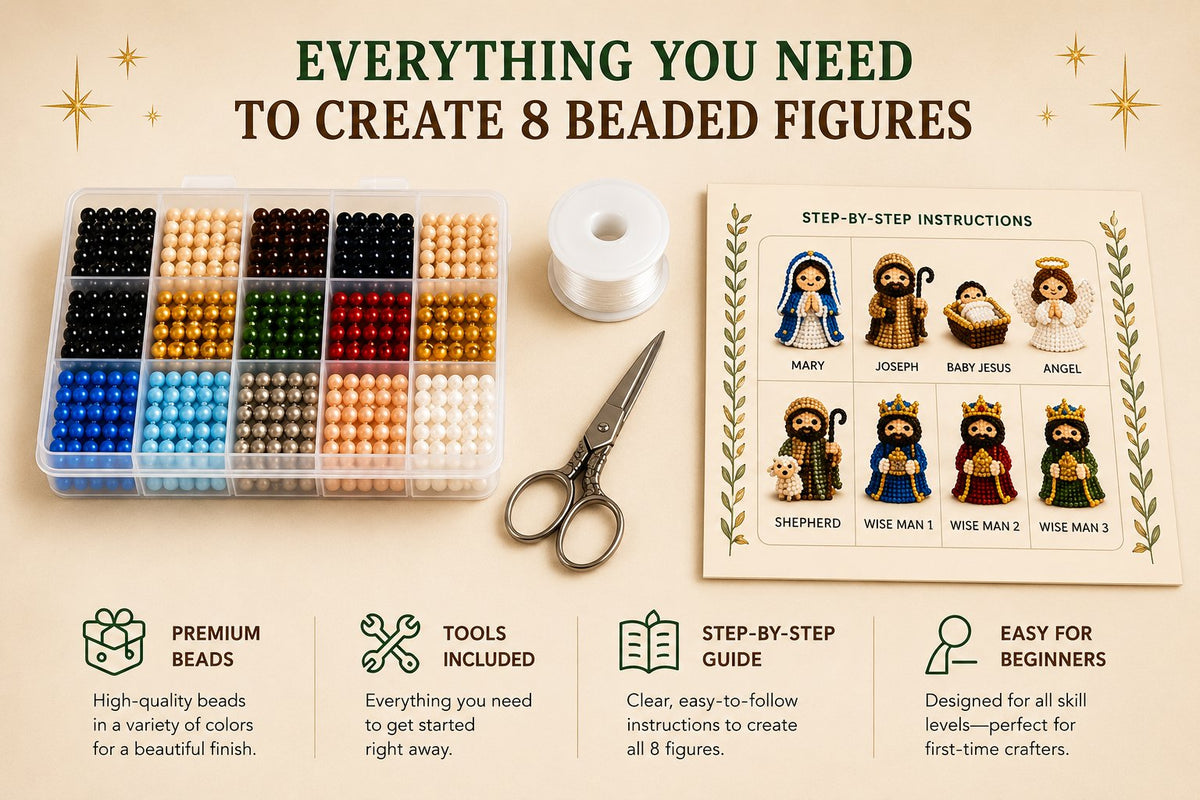 ✝️3D Beaded Nativity Collection DIY Kit – Handmade Christmas Faith Craft Set (8-Piece Set)