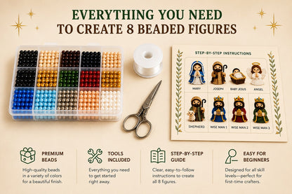 ✝️3D Beaded Nativity Collection DIY Kit – Handmade Christmas Faith Craft Set (8-Piece Set)