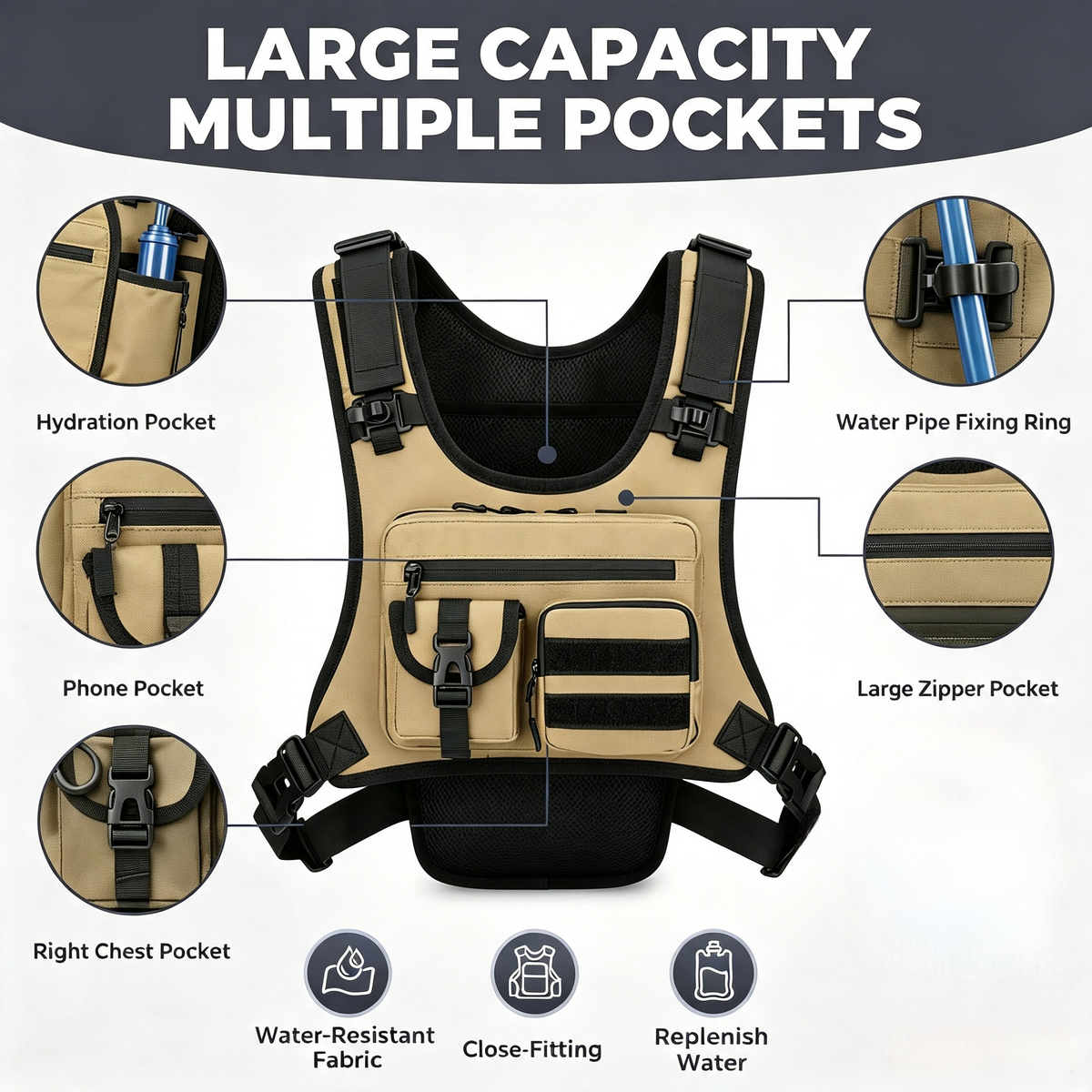 🏃 2.0L Hydration Vest – Lightweight Running Chest Pack for Hiking, Cycling & Marathon