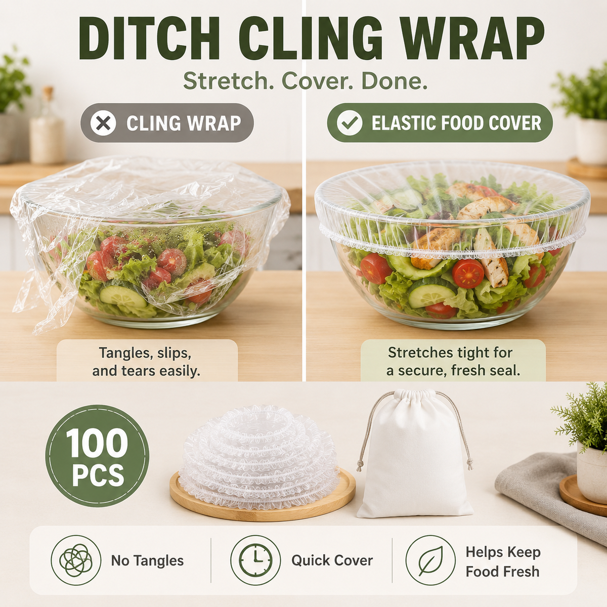 🔥Hot sale-100PCS Disposable Stretch Food Covers for Bowls & Plates🥡