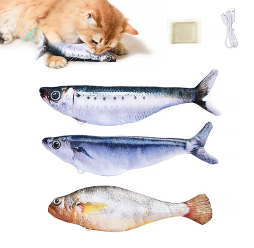 3 Pack Bitesized Realistic Flopping Fish Cat Toys, Interactive Cat toys