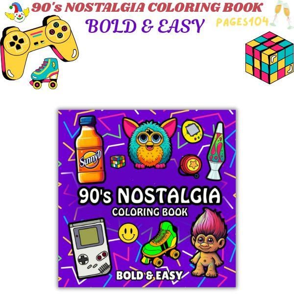 🔥Last Day 49% OFF - 🎨90s Retro Coloring Book for Adults and Kids