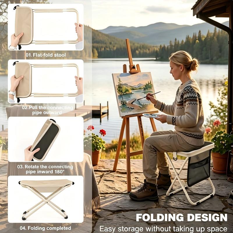 Outdoor Foldable Stool Backpack Portable Camping Chair Bag Crossbody Design