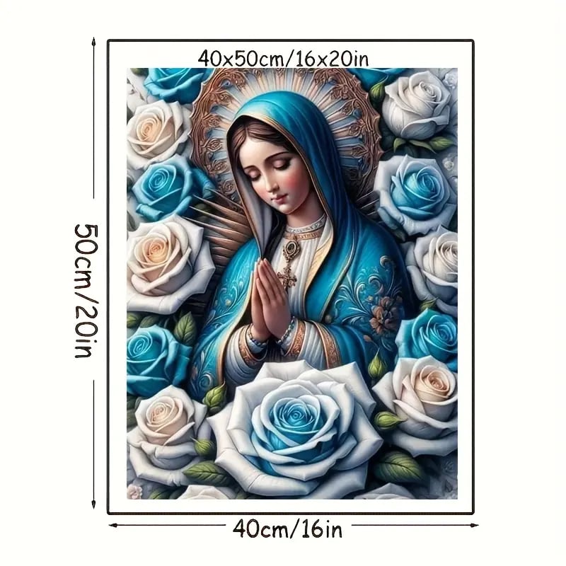 ✨🕊️5D Virgin Mary Diamond Painting Kit 40x50cm💎Full Round Diamonds | 🎨High-Definition Canvas | No Skill Needed