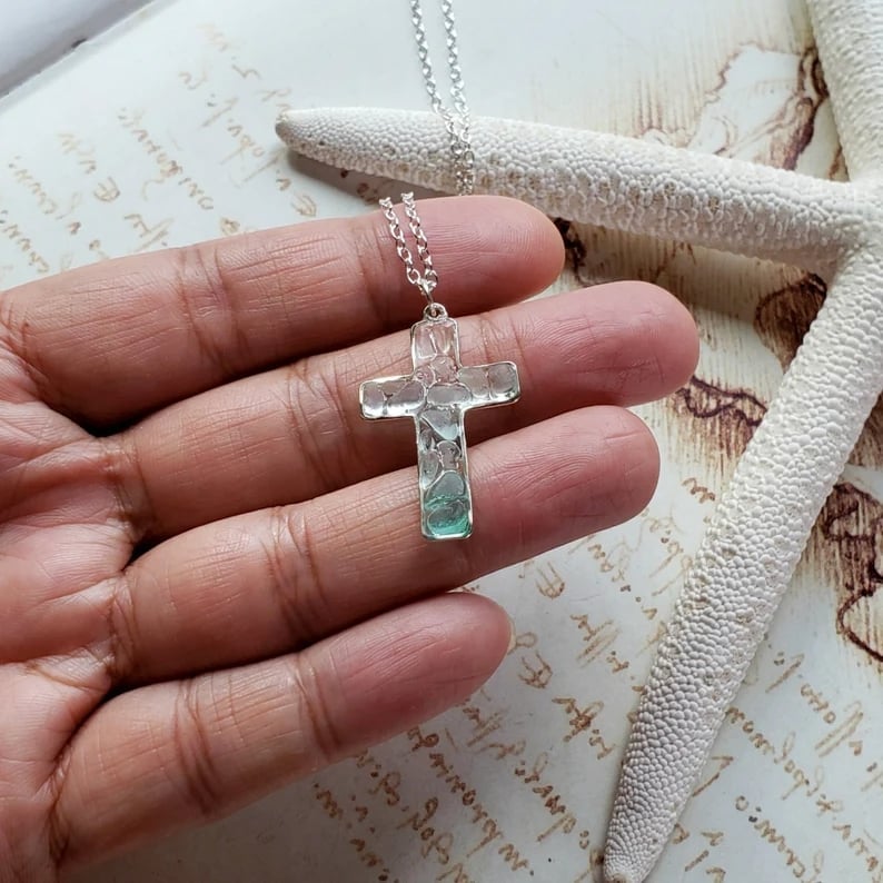 Sea Glass Cross Necklace