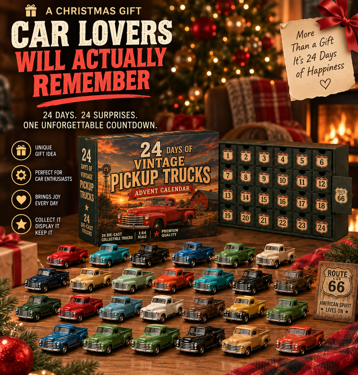 24 Days of American Car Legends Advent Calendar – 24 Die-Cast Collectibles