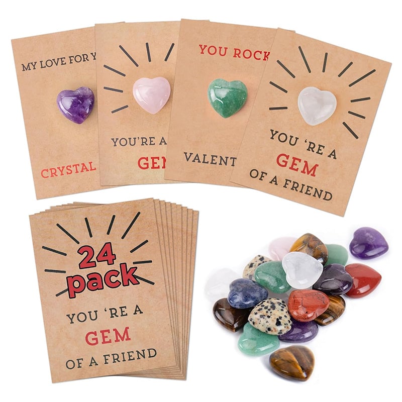 🔥Last Day: - 💖24 Pack Valentines Cards with Heart-Shape Crystals