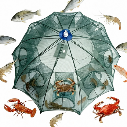 Foldable 6-Hole Entry Fishing Bait Trap Crab Net Cage