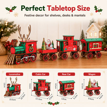 🔥LAST DAY 50% OFF – 🎅🎄DIY Christmas Wooden Train Set 3D Assembly Puzzle Kit
