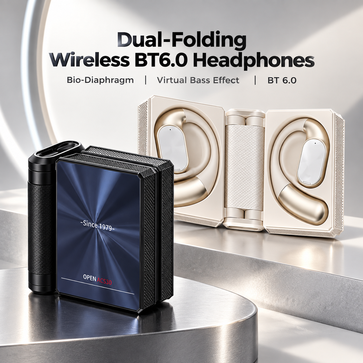 🔥Ear Buds  - Headphones Bluetooth with Dual-Fold Design