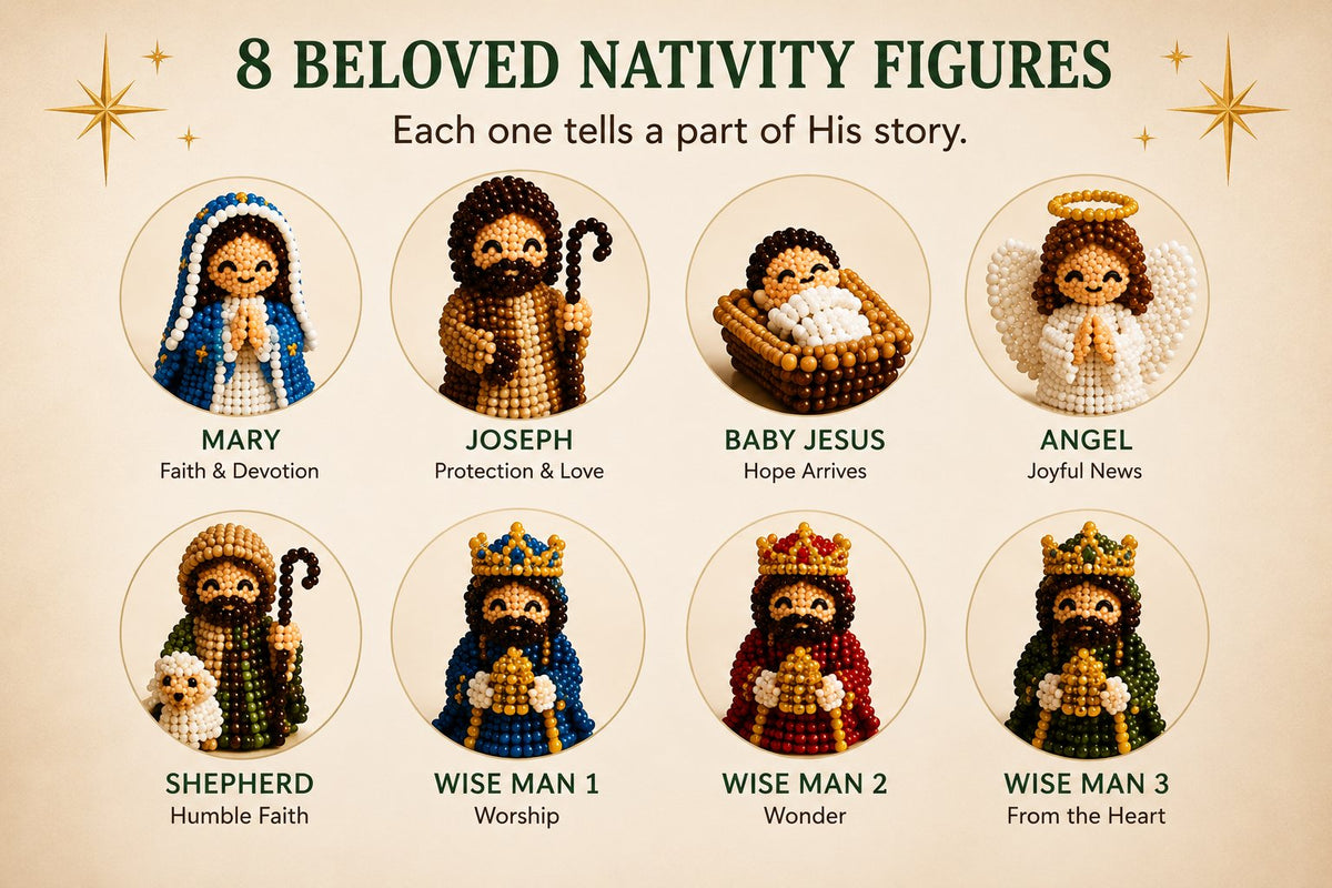 ✝️3D Beaded Nativity Collection DIY Kit – Handmade Christmas Faith Craft Set (8-Piece Set)