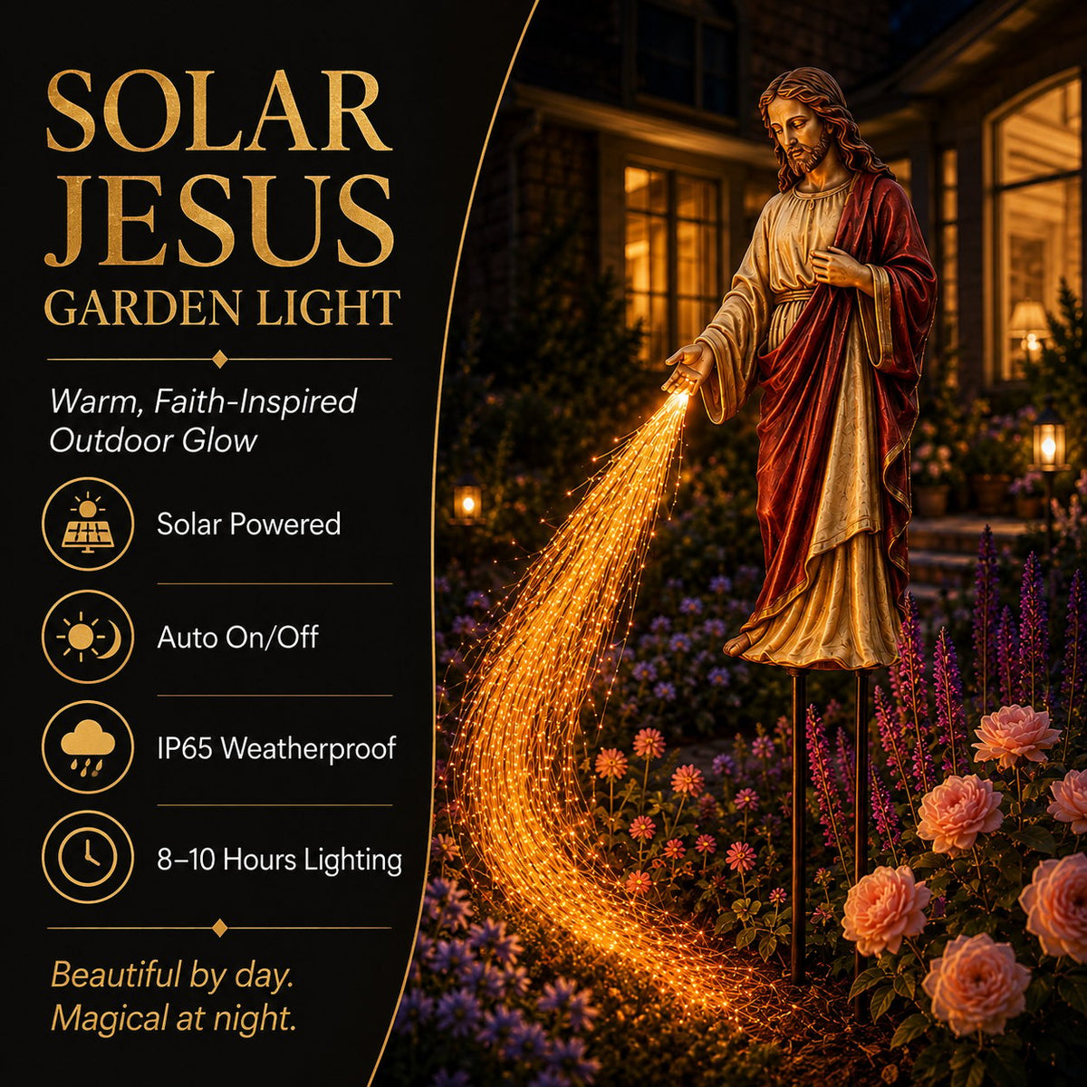 ✝️ Solar Jesus Fiber Optic Garden Light ✨ | Faith-Inspired Outdoor Decor(🔥Same as in the video)