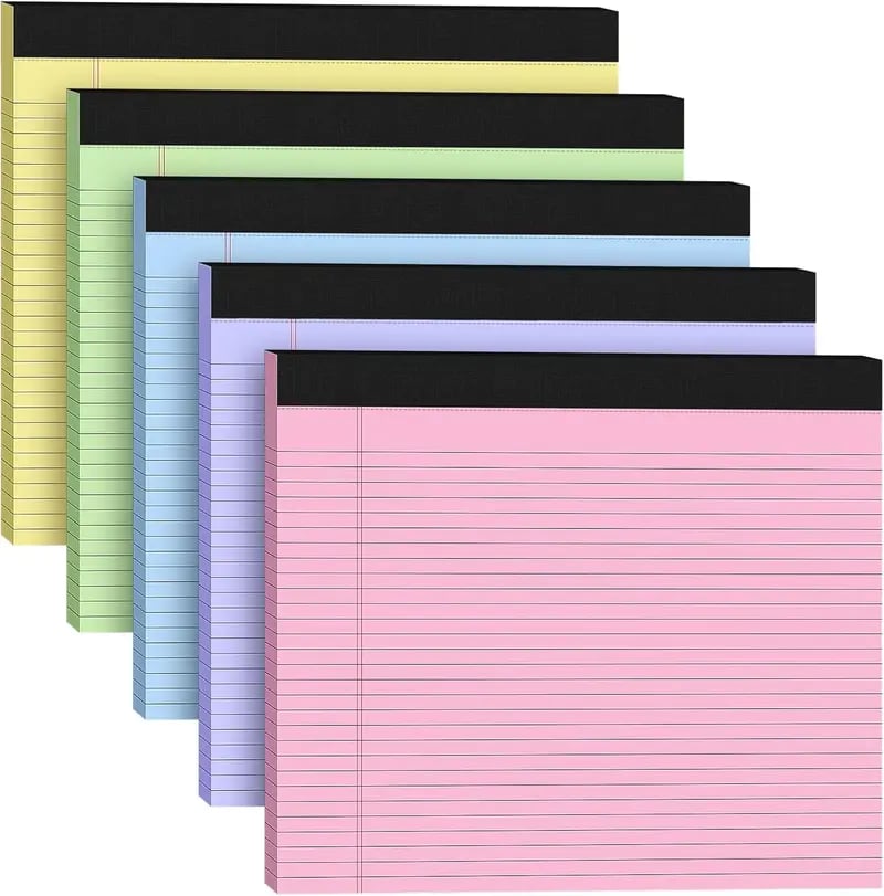 📝Office Pop! Wide Legal Pad (Double-sided nrintino No ink bleeding) – Colorful, Landscape, Double Ruling, 30 Easy‑Tear Sheets 🌈📄✨