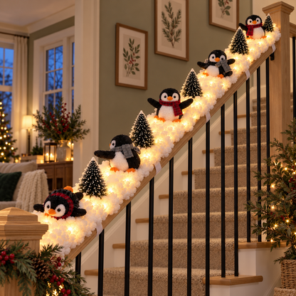 🔥Hot Sale 40% OFF🔥Playful Penguin Snowy Stair Railing Decor