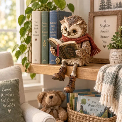 🦉📚 Reading Owl Figurine – Whimsical Book Lover Decor