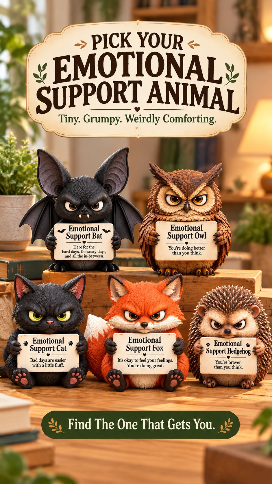 ⏳ Last Day: 49% OFF – Emotional Support Animals (5 Grumpy Styles) 🐾