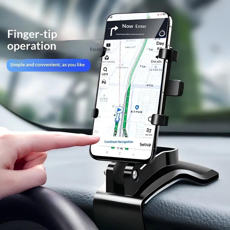 Multifunctional Car Phone Mount for Center Dashboard or Rearview Mirror Navigation Support Bracket