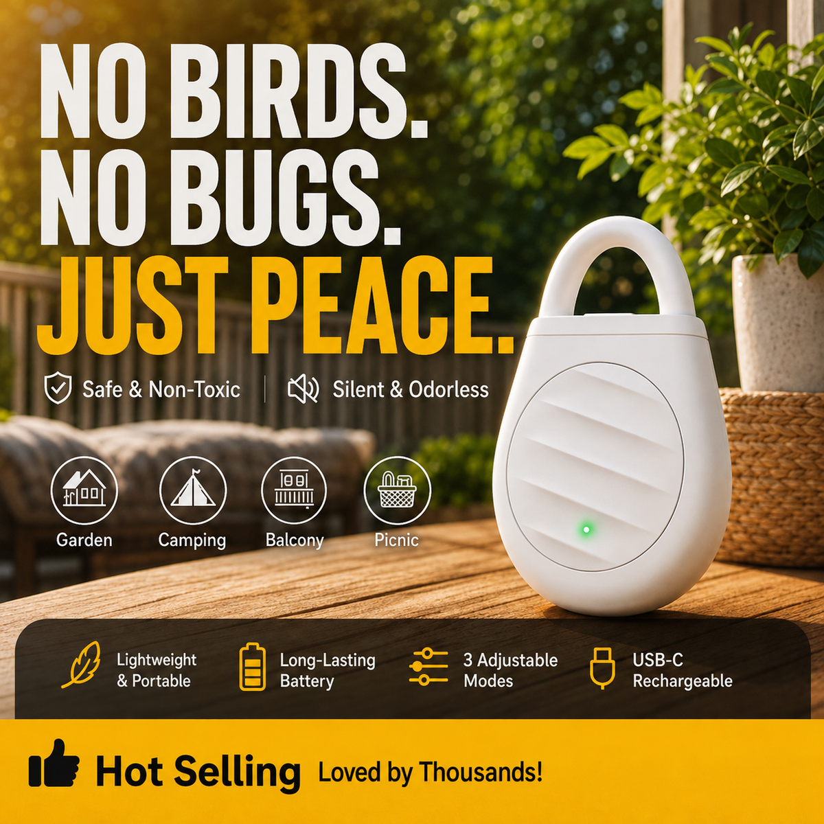 🔥Limited time offer！🐦No more trouble from birds, beasts and locusts！Portable Ultrasonic Bird Repellent Keychain