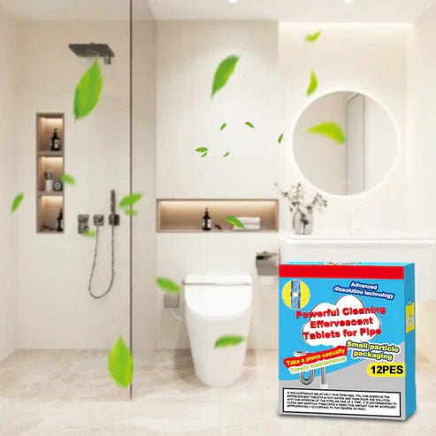🔥🔥50% OFF ❤️Powerful Cleaning Effervescent Tablets for Pipe, Fast Dissolve Hair Grease Clogs, Deodorizing Antibacterial Pipe Cleaner for Sink Toilet Floor Drain