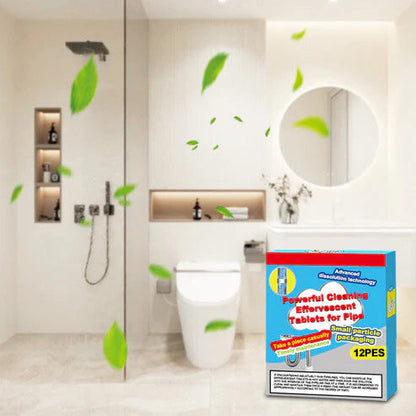 🔥🔥50% OFF ❤️Powerful Cleaning Effervescent Tablets for Pipe, Fast Dissolve Hair Grease Clogs, Deodorizing Antibacterial Pipe Cleaner for Sink Toilet Floor Drain