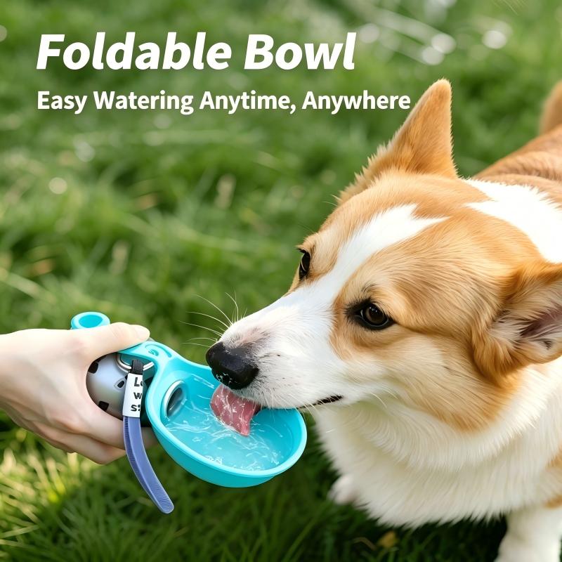 304 Stainless Steel Portable Dog Water Bottle Foldable with Hook and Spherical Nozzle