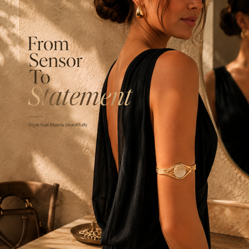 ✨CGM Sensor Arm Cuff – 18K Gold-Plated Adjustable Jewelry Holder for Compatible CGM Sensors