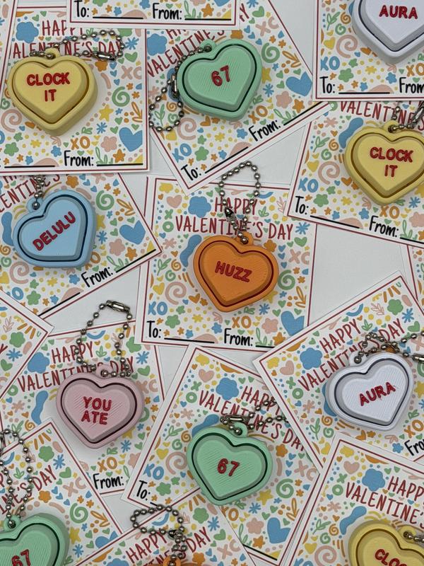 🎨🧠 Brain Rot Sayings Set 2 – ❤️Valentine's Day Fidget Clicker Keychain Classroom Pack (✨Set of 20)