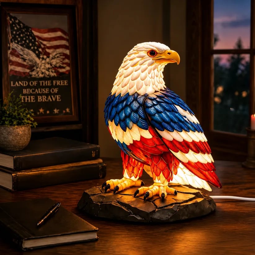 🔥Last Day 49% OFF - 🦅🌙U.S. 250th Eagle Stained Table Lamp✨